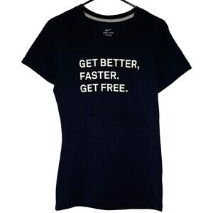 Nike Free Dri-Fit Women T-Shirt Small Black Jersey Short Sleeve Crew Stretch Run